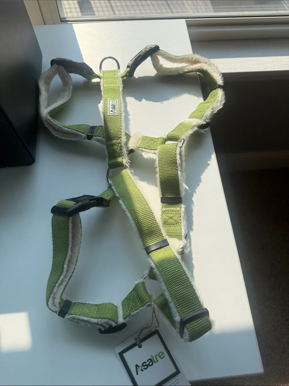 Green Padded Dog Harness - Soft Fleece-Lined Comfort